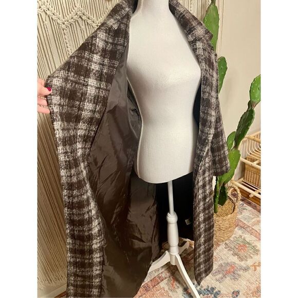 COTTON ON Long Oversized Plaid Coat Size L (AS IS) - Picture 6 of 16